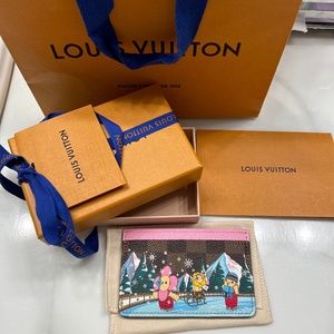 Authentic Louis Vuitton Christmas animation 2023 card holder damier ebene